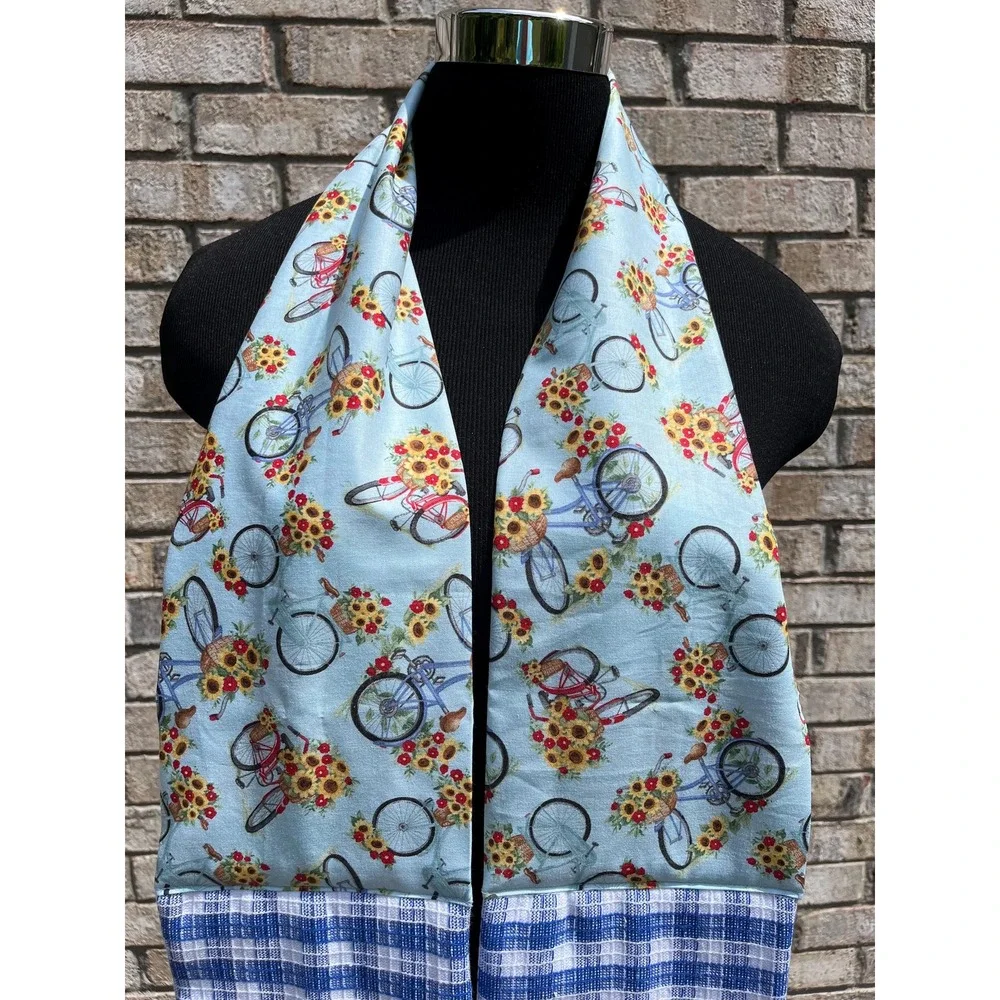 Sunflower Bicycle Kitchen Scarf: Blue Gingham Kitchen Boa